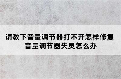 请教下音量调节器打不开怎样修复 音量调节器失灵怎么办